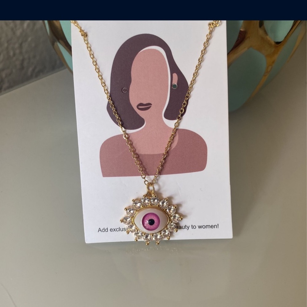 Pink eye necklace